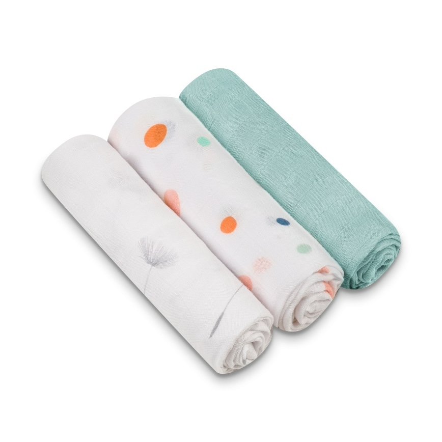 Lionelo - 3 gab. bambusa autiņu komplekts BAMBOO SET 70x70 cm Dot