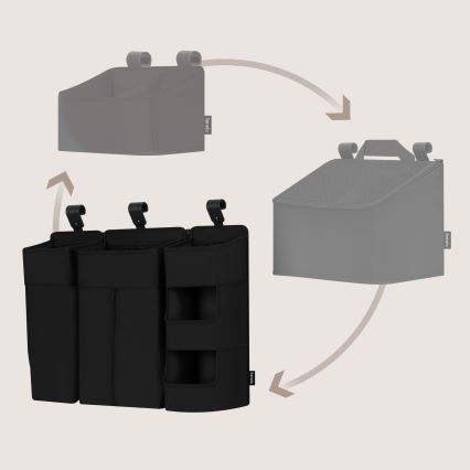 Lionelo - 3 vienā gultiņas organizators SIDEPOCKET, melns