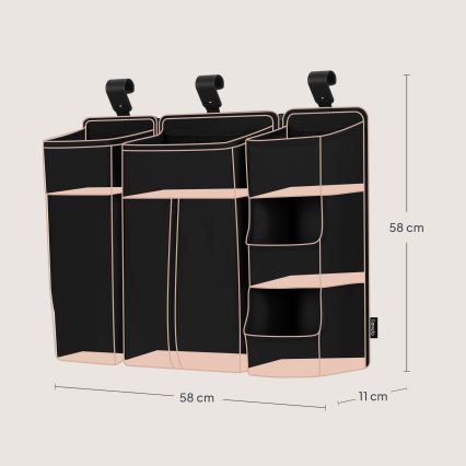 Lionelo - 3 vienā gultiņas organizators SIDEPOCKET, melns