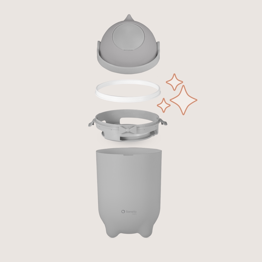 Lionelo - Autiņu tvertne PUREBIN 10 l pelēka