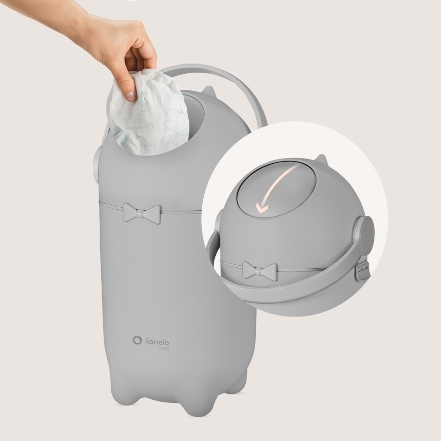 Lionelo - Autiņu tvertne PUREBIN 10 l pelēka