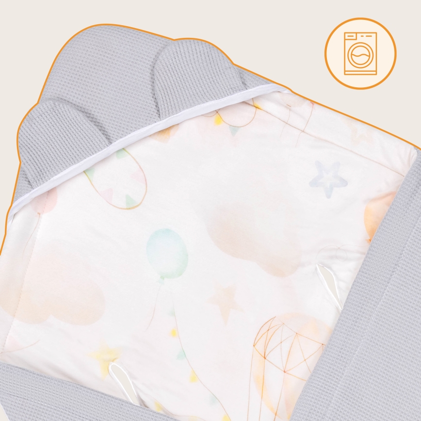 Lionelo - Autokrēsla ietināmā sega TRAVEL SWADDLE 90x90 cm Pelēks Balons