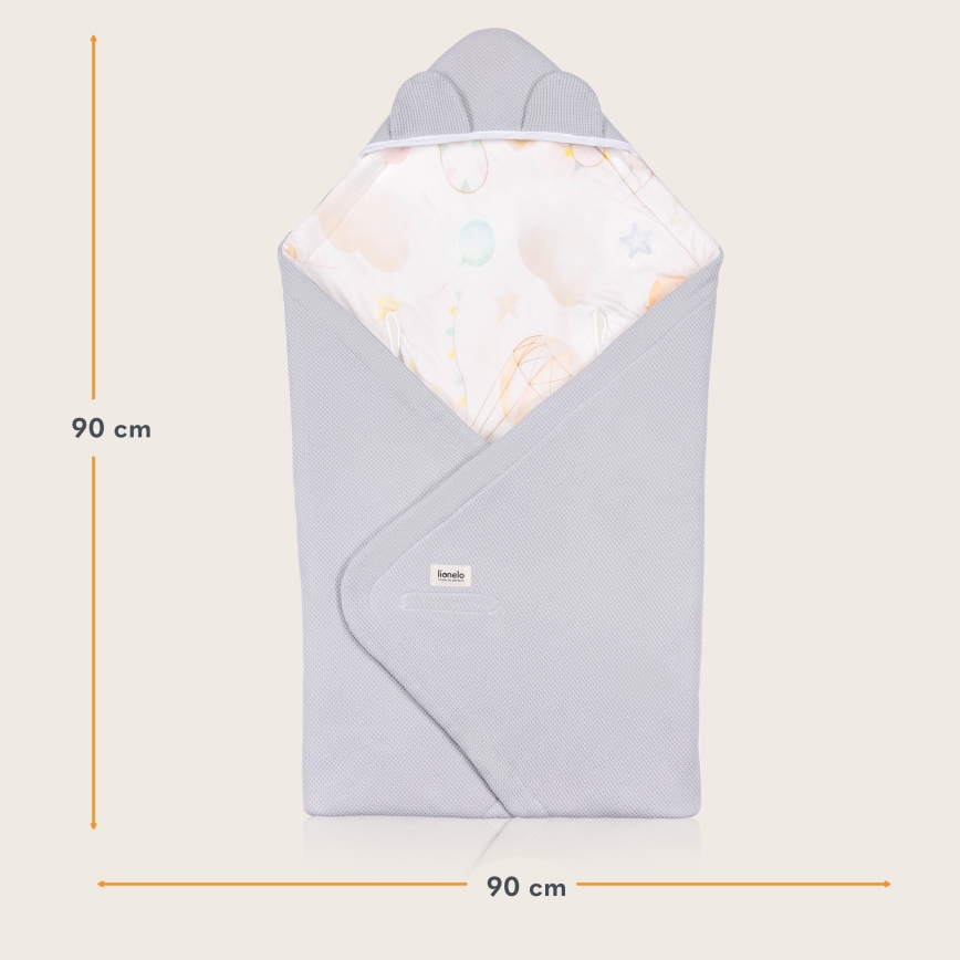 Lionelo - Autokrēsla ietināmā sega TRAVEL SWADDLE 90x90 cm Pelēks Balons