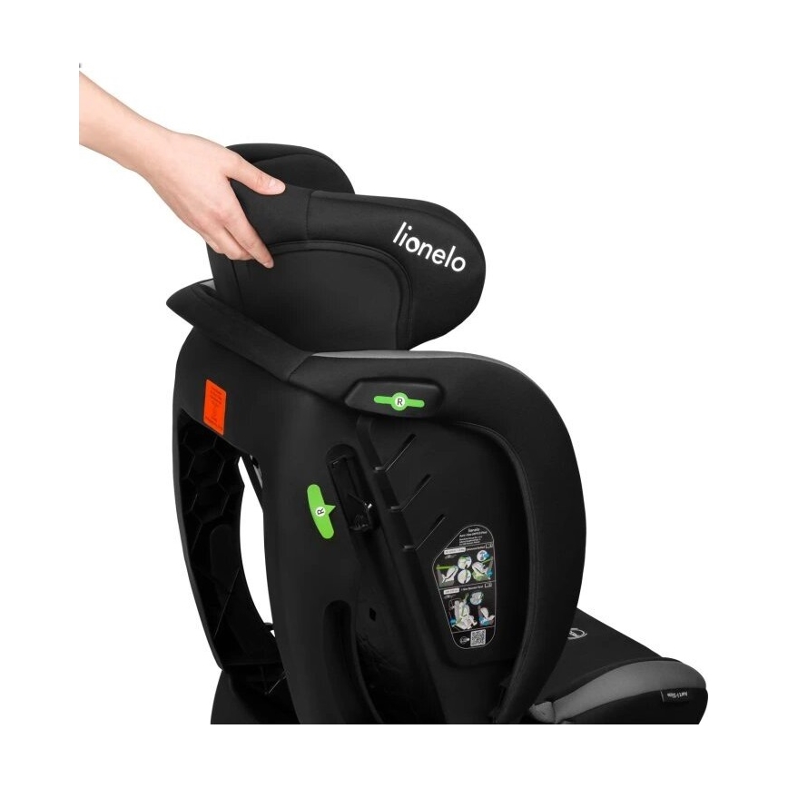 Lionelo - Autokrēsliņš AART i-Izmērs 40-150 cm melna/pelēka