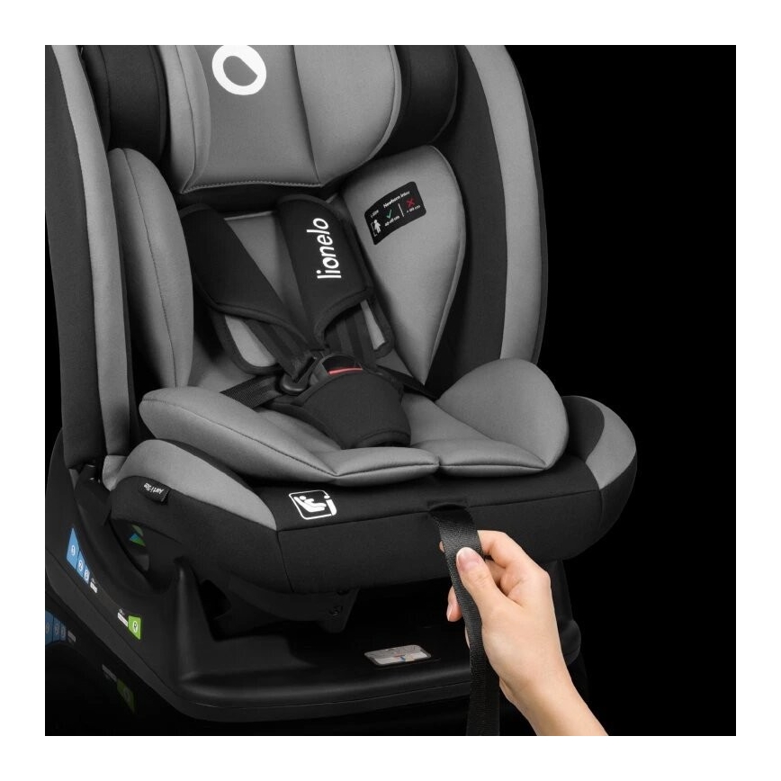 Lionelo - Autokrēsliņš AART i-Izmērs 40-150 cm melna/pelēka
