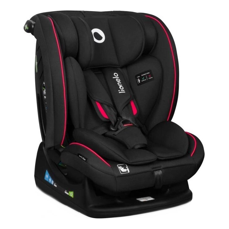 Lionelo - Autokrēsliņš AART i-Izmērs 40-150 cm melna/sarkana