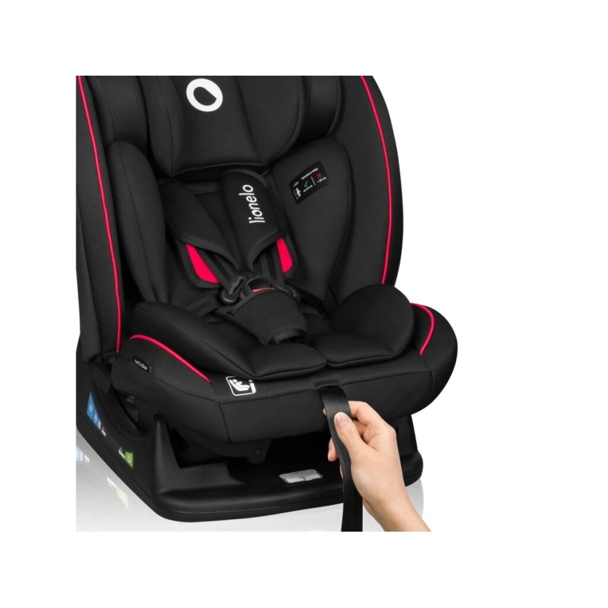 Lionelo - Autokrēsliņš AART i-Izmērs 40-150 cm melna/sarkana