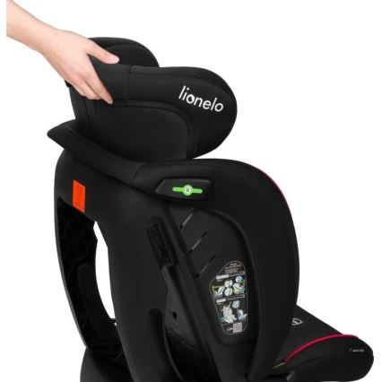 Lionelo - Autokrēsliņš AART i-Izmērs 40-150 cm melna/sarkana
