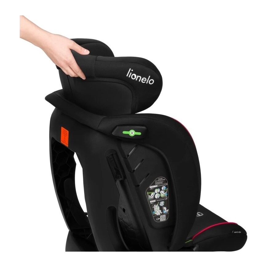 Lionelo - Autokrēsliņš AART i-Izmērs 40-150 cm melna/sarkana