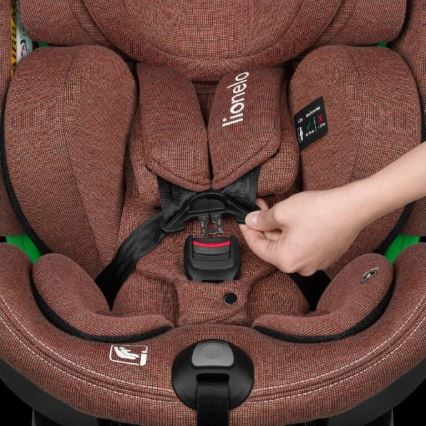 Lionelo - Autokrēsliņš ar pamatni swivel HARMONY i-Izmērs 40-150 cm ķieģelis
