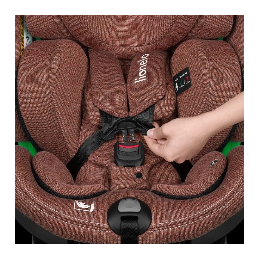 Lionelo - Autokrēsliņš ar pamatni swivel HARMONY i-Izmērs 40-150 cm ķieģelis