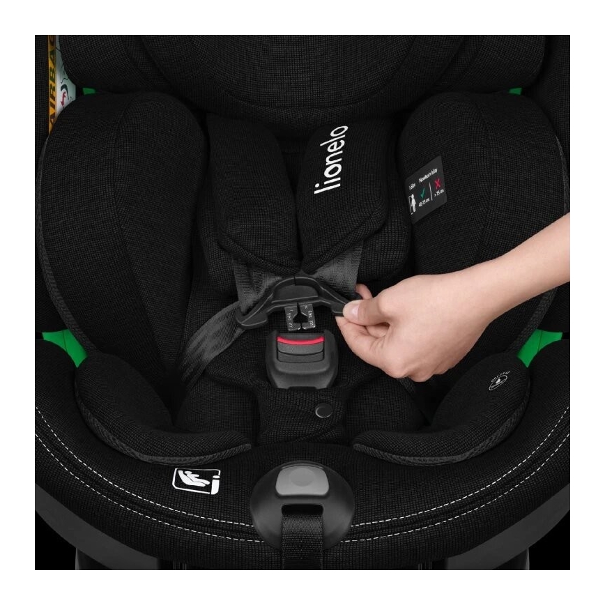 Lionelo - Autokrēsliņš ar pamatni swivel HARMONY i-Izmērs 40-150 cm melna