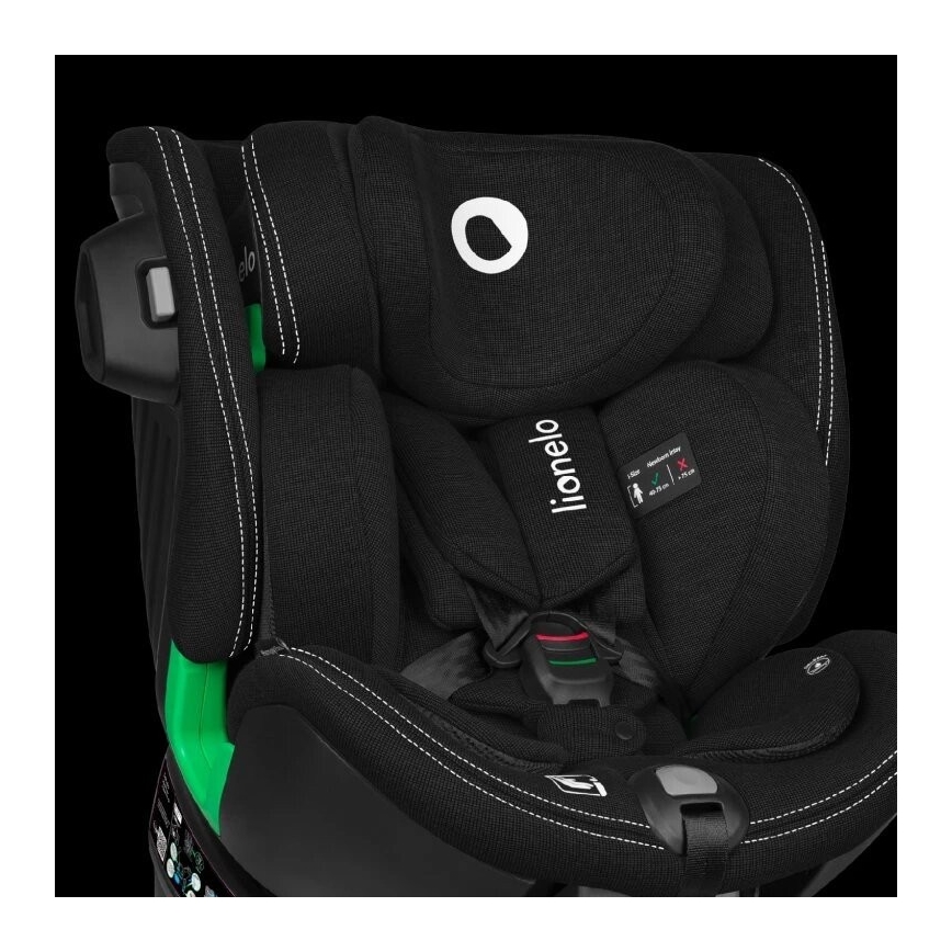 Lionelo - Autokrēsliņš ar pamatni swivel HARMONY i-Izmērs 40-150 cm melna