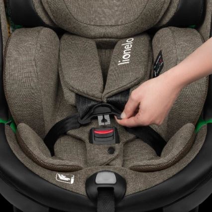 Lionelo - Autokrēsliņš ar pamatni swivel HARMONY i-Izmērs 40-150 cm melna/olīvu