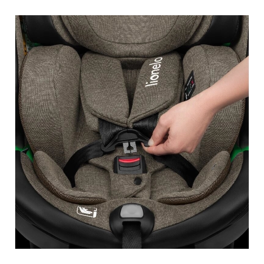 Lionelo - Autokrēsliņš ar pamatni swivel HARMONY i-Izmērs 40-150 cm melna/olīvu