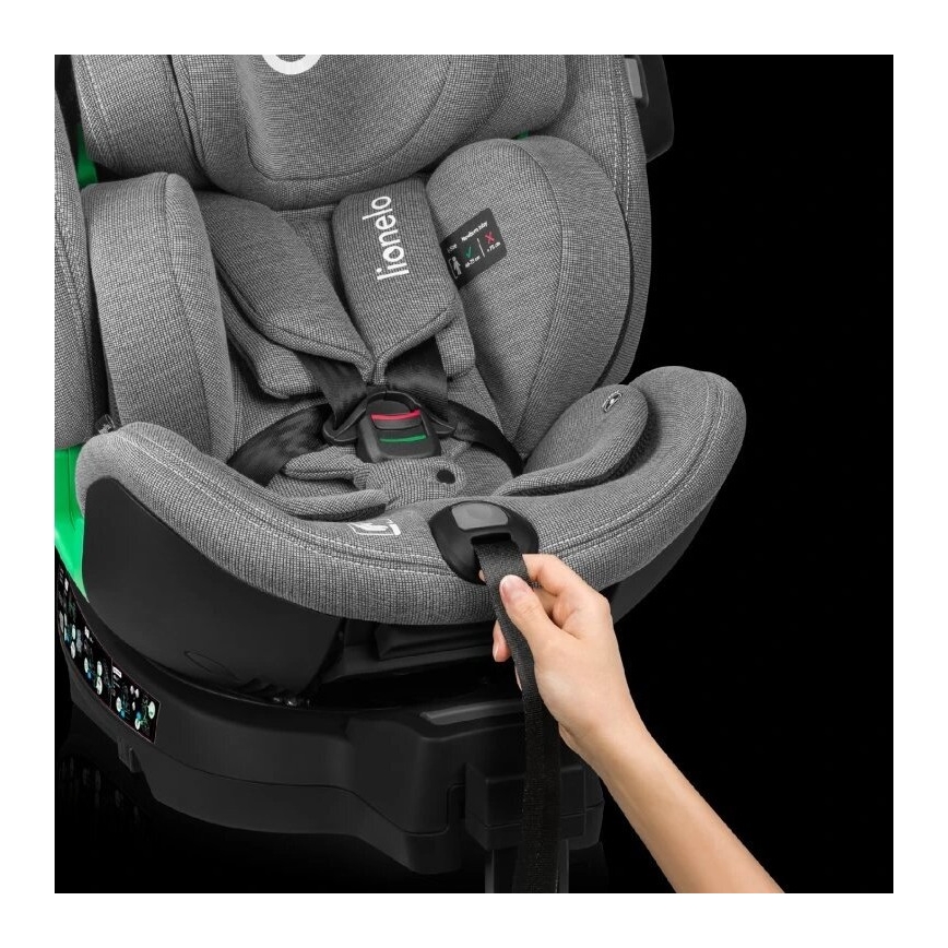 Lionelo - Autokrēsliņš ar pamatni swivel HARMONY i-Izmērs 40-150 cm pelēka
