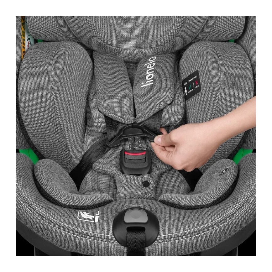 Lionelo - Autokrēsliņš ar pamatni swivel HARMONY i-Izmērs 40-150 cm pelēka