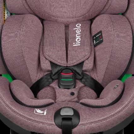Lionelo - Autokrēsliņš ar pamatni swivel HARMONY i-Izmērs 40-150 cm rozā