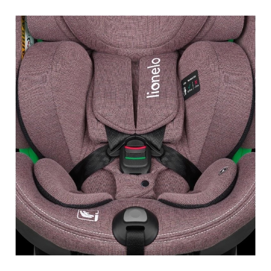 Lionelo - Autokrēsliņš ar pamatni swivel HARMONY i-Izmērs 40-150 cm rozā
