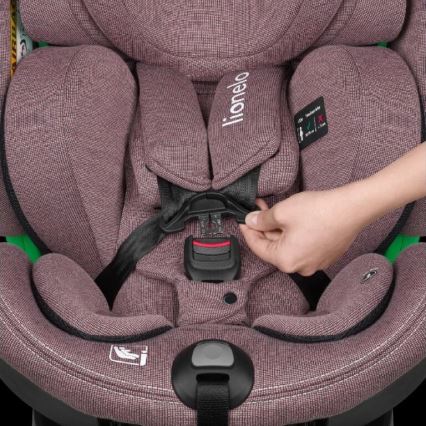 Lionelo - Autokrēsliņš ar pamatni swivel HARMONY i-Izmērs 40-150 cm rozā