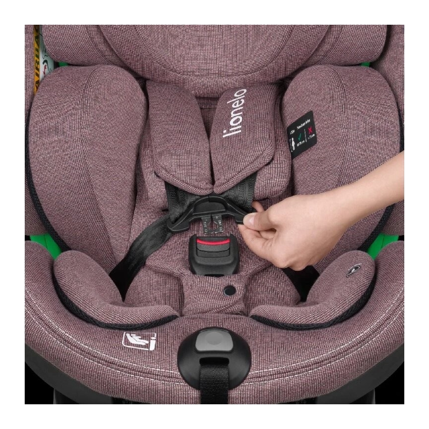Lionelo - Autokrēsliņš ar pamatni swivel HARMONY i-Izmērs 40-150 cm rozā