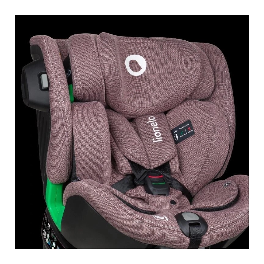 Lionelo - Autokrēsliņš ar pamatni swivel HARMONY i-Izmērs 40-150 cm rozā