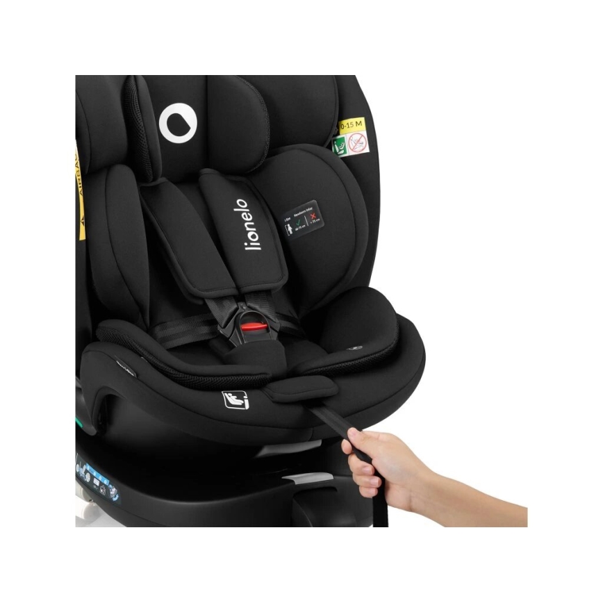 Lionelo - Autokrēsliņš ar pamatni swivel NAVY i-Izmērs 40-150 cm melna