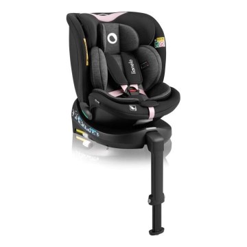 Lionelo - Autokrēsliņš ar pamatni swivel NAVY i-Izmērs 40-150 cm melna/rozā