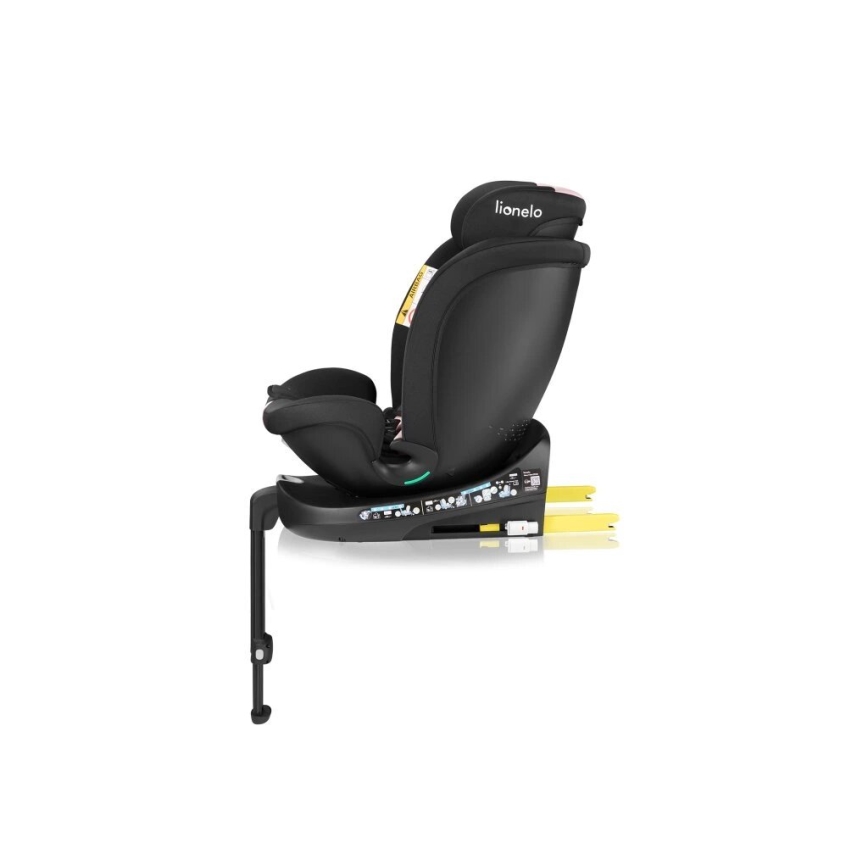 Lionelo - Autokrēsliņš ar pamatni swivel NAVY i-Izmērs 40-150 cm melna/rozā