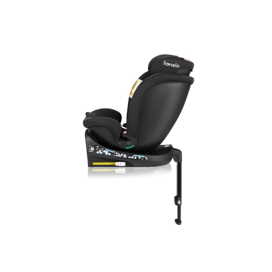 Lionelo - Autokrēsliņš ar pamatni swivel NAVY i-Izmērs 40-150 cm melna/rozā