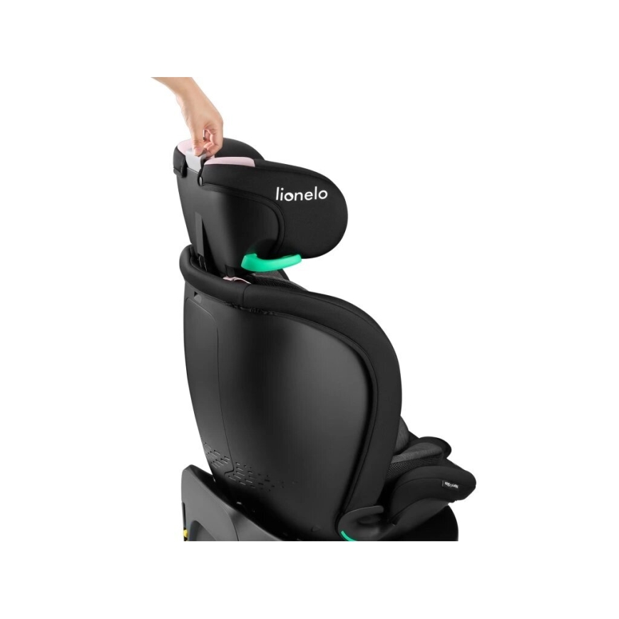 Lionelo - Autokrēsliņš ar pamatni swivel NAVY i-Izmērs 40-150 cm melna/rozā