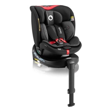 Lionelo - Autokrēsliņš ar pamatni swivel NAVY i-Izmērs 40-150 cm melna/sarkana