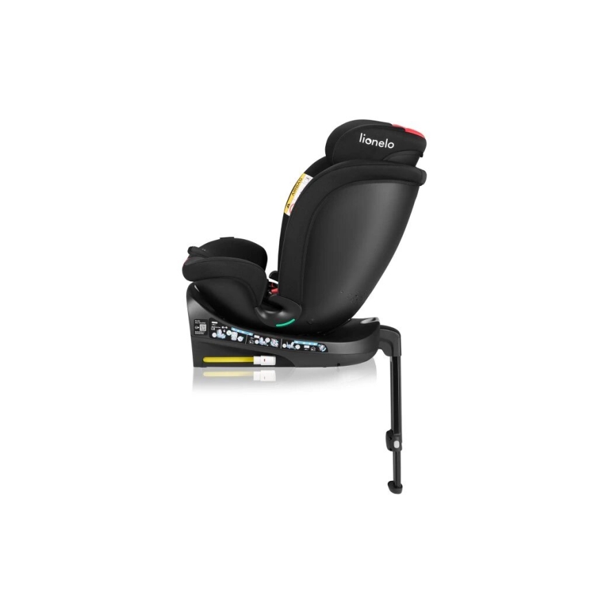 Lionelo - Autokrēsliņš ar pamatni swivel NAVY i-Izmērs 40-150 cm melna/sarkana