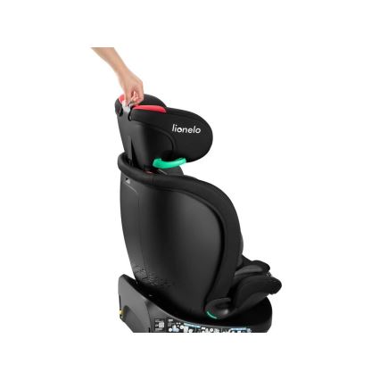 Lionelo - Autokrēsliņš ar pamatni swivel NAVY i-Izmērs 40-150 cm melna/sarkana