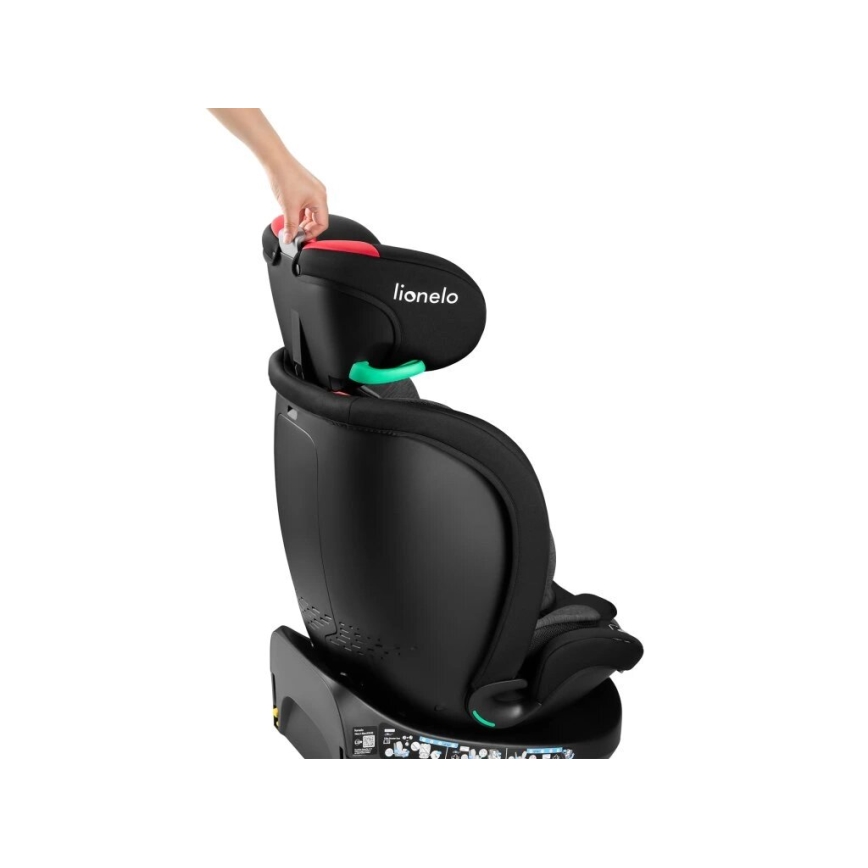 Lionelo - Autokrēsliņš ar pamatni swivel NAVY i-Izmērs 40-150 cm melna/sarkana