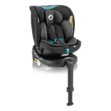Lionelo - Autokrēsliņš ar pamatni swivel NAVY i-Izmērs 40-150 cm melna/tirkīza