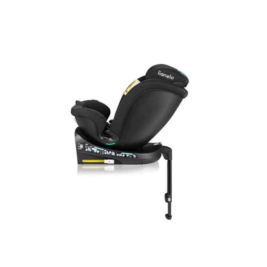 Lionelo - Autokrēsliņš ar pamatni swivel NAVY i-Izmērs 40-150 cm melna/tirkīza