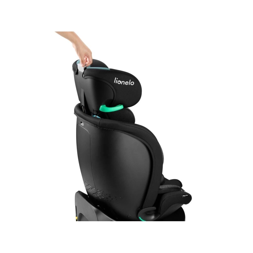 Lionelo - Autokrēsliņš ar pamatni swivel NAVY i-Izmērs 40-150 cm melna/tirkīza