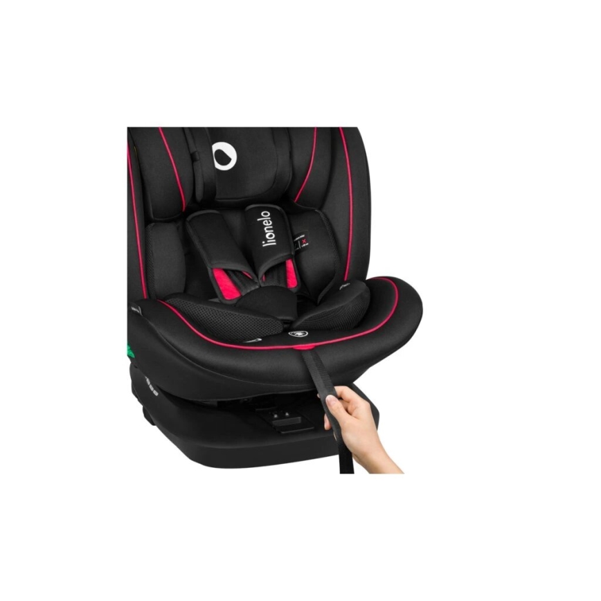 Lionelo - Autokrēsliņš BASTIAAN i-Izmērs 40-150 cm melna/sarkana