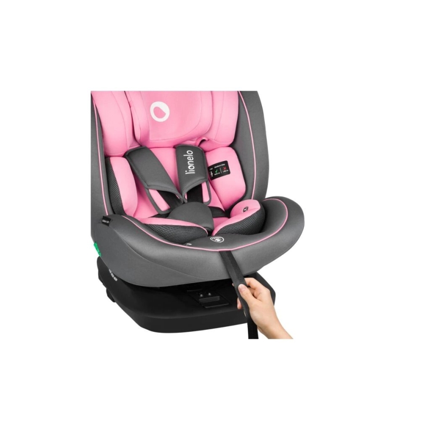 Lionelo - Autokrēsliņš BASTIAAN i-Izmērs 40-150 cm pelēka/rozā