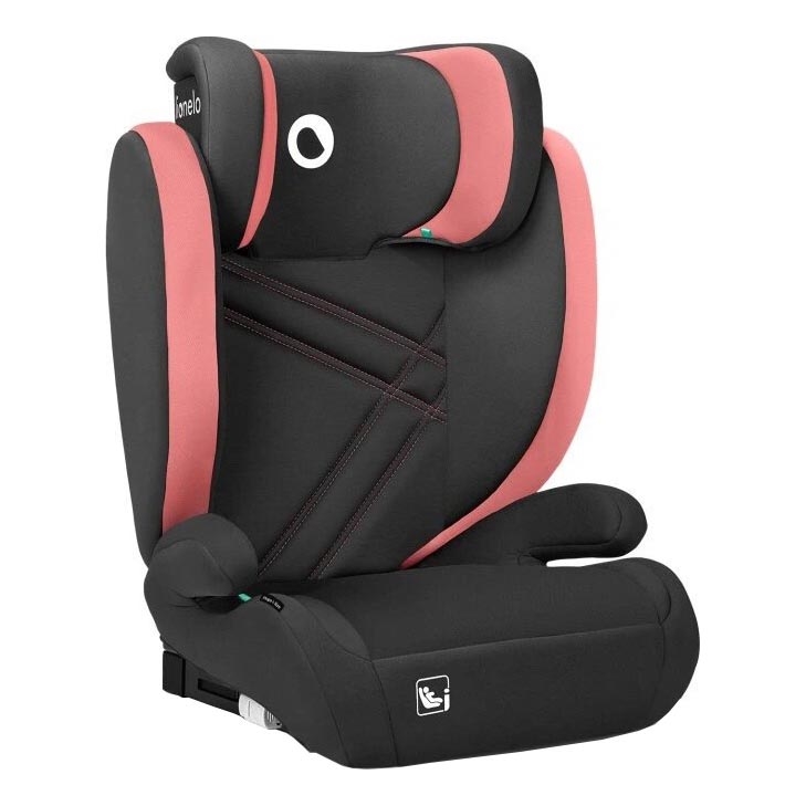 Lionelo - Autokrēsliņš HUGO i-Izmērs 100-150 cm melna/rozā