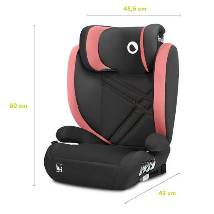Lionelo - Autokrēsliņš HUGO i-Izmērs 100-150 cm melna/rozā