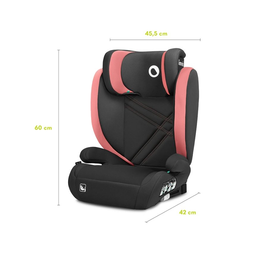 Lionelo - Autokrēsliņš HUGO i-Izmērs 100-150 cm melna/rozā