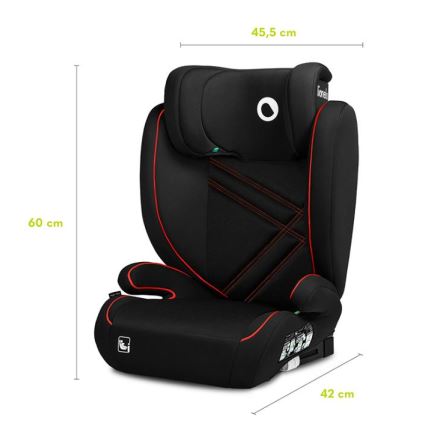Lionelo - Autokrēsliņš HUGO i-Izmērs 100-150 cm melna/sarkana