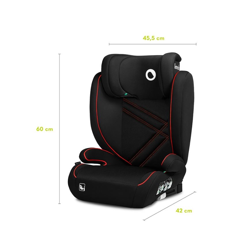 Lionelo - Autokrēsliņš HUGO i-Izmērs 100-150 cm melna/sarkana