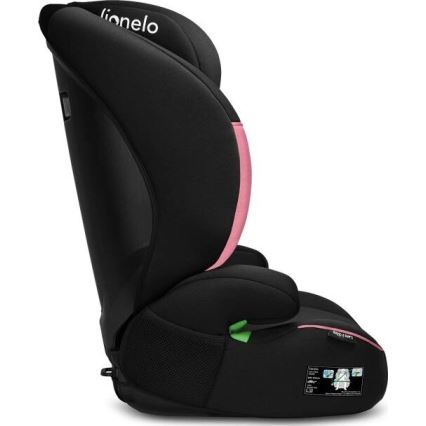 Lionelo - Autokrēsliņš LARS i-Izmērs 100-150 cm melna/rozā