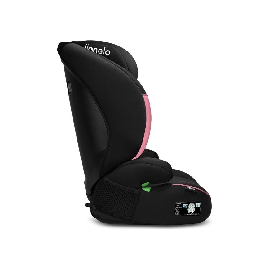 Lionelo - Autokrēsliņš LARS i-Izmērs 100-150 cm melna/rozā