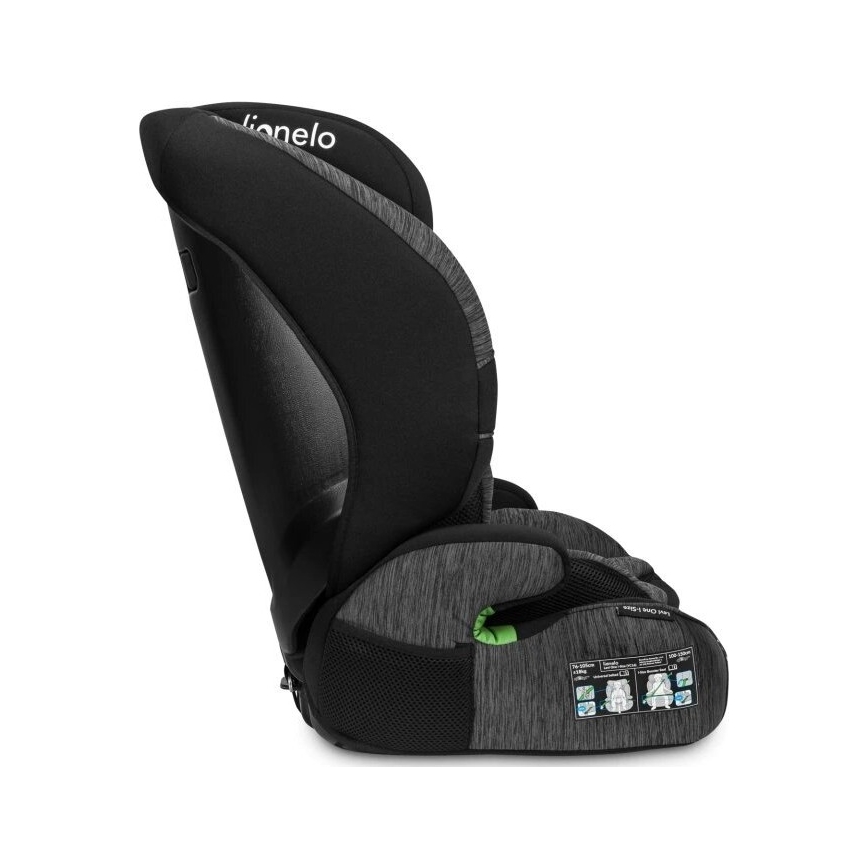 Lionelo - Autokrēsliņš LEVI ONE i-Izmērs 76-150 cm melna/pelēka