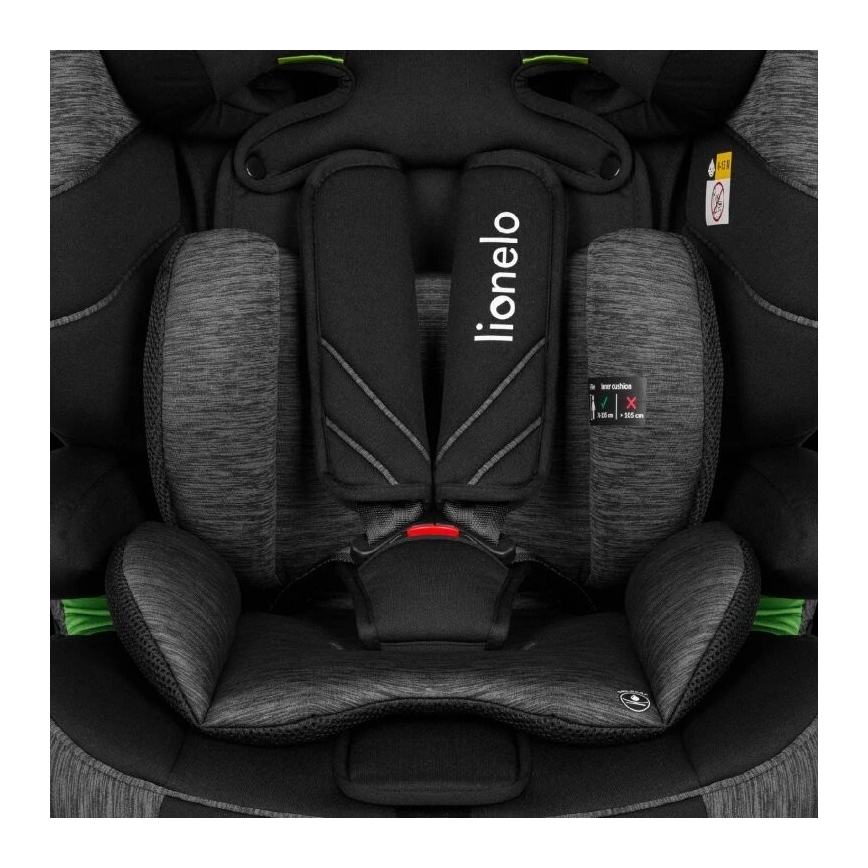 Lionelo - Autokrēsliņš LEVI ONE i-Izmērs 76-150 cm melna/pelēka