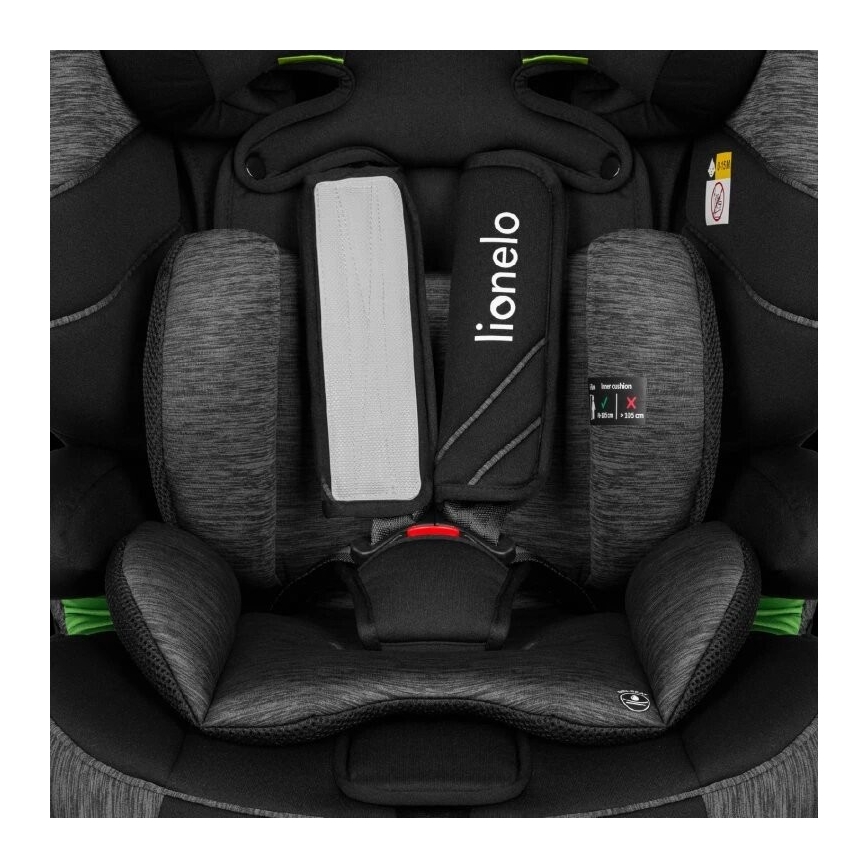 Lionelo - Autokrēsliņš LEVI ONE i-Izmērs 76-150 cm melna/pelēka